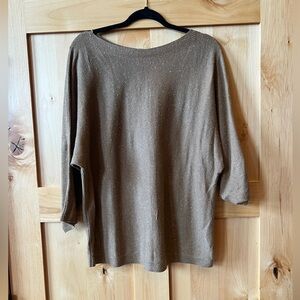 J. Jill 3/4 Sleeve Dolman-Sleeve Sweater, Tweed with Cream/Green Flecks, Size M
